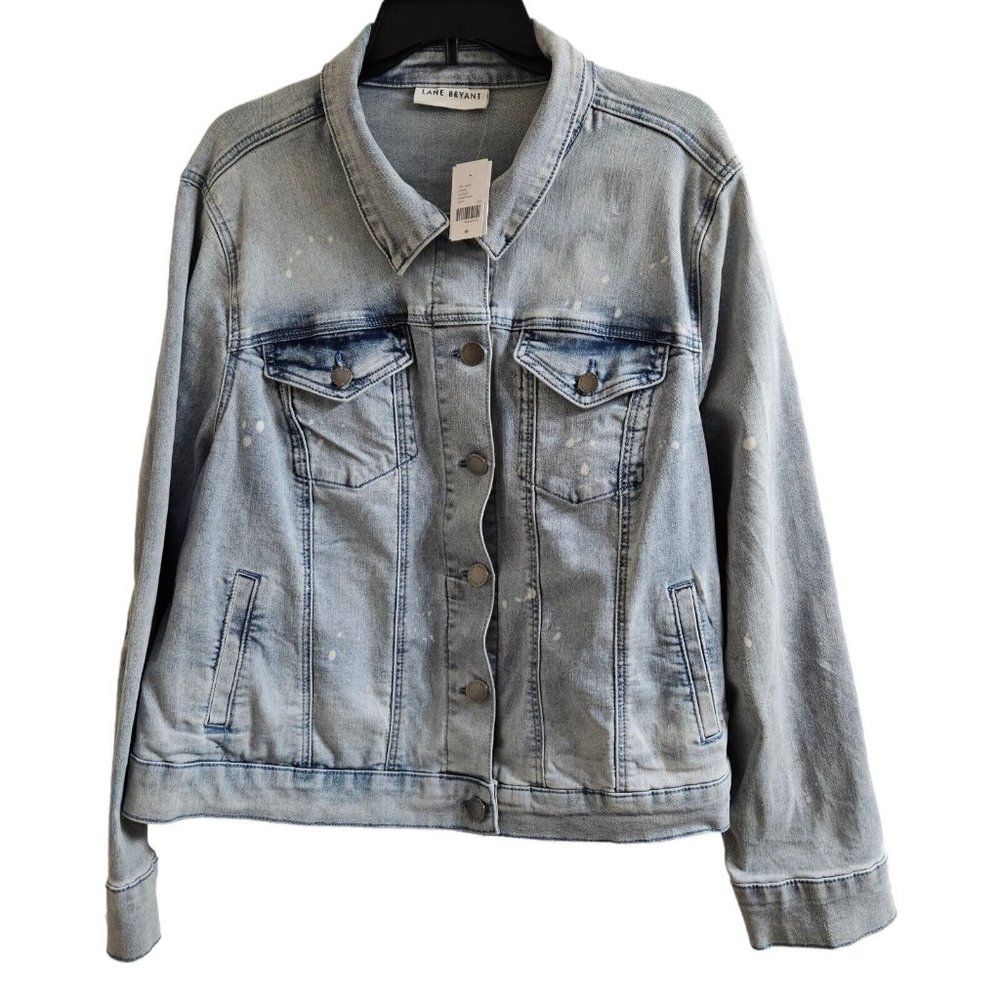 Lane Bryant Acid Wash Denim Jacket 4-Pocket Size 18